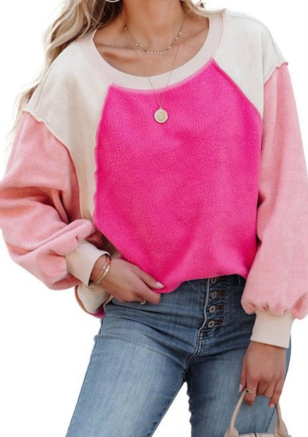 Soft pink block sweatshirt